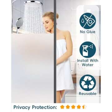 Dwersty Frosted Glass Window Privacy Film Decorative, Bathroom Window Privacy Film for Glass Windows...