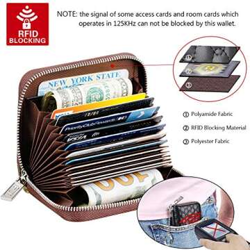 FurArt Credit Card Wallet, Zipper Card Cases Holder for Men Women, RFID Blocking, KeyChain Wallet, Compact Size