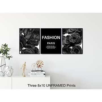 Fashion Quote Set - Glam Designer Artwork, Wall Art Decor print Set - Classy Couture Design Home Decor for Bedroom, Living room, Bathroom, Office - Luxury Gift for Woman, Fashionista - Black