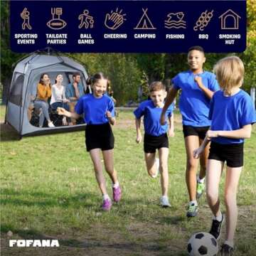 FOFANA All-Weather Pop Up Sports Tent Shelter - Largest Pod with Clear & Mesh Windows - Fits 4 for R...