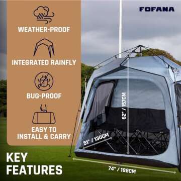 FOFANA All-Weather Pop Up Sports Tent Shelter - Largest Pod with Clear & Mesh Windows - Fits 4 for Rain, Wind, Cold - Sports Pod - Pop Up Shelter