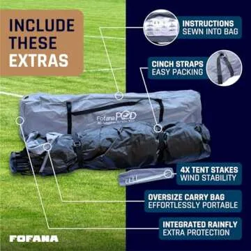 FOFANA All-Weather Pop Up Sports Tent Shelter - Largest Pod with Clear & Mesh Windows - Fits 4 for Rain, Wind, Cold - Sports Pod - Pop Up Shelter