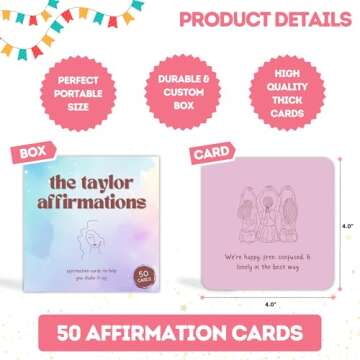 Taylor Gifts for Girls Birthday Gift | Affirmations - 50 PCS Taylor Cards | Taylor Themed Gifts, Taylor Gift Merch for Game Nights, Unique Gifts, Birthday Party Favors for Girls Women