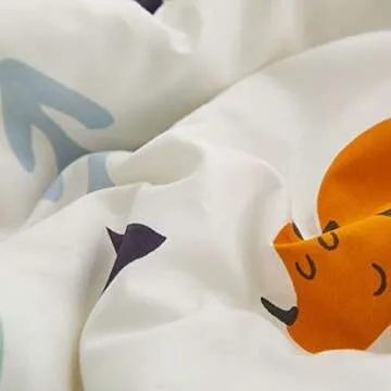 Joyreap 3pcs Cotton Comforter Set for Kids, Dinosaur Full/Queen Size Cotton Bedding Comforter for Boys Girls, White n Orange Reversible Design, Soft n Cozy Comforter for All Season- 88x88 inches