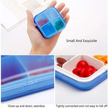 ZDQZC Portable Pill Organizer - Slim Pill Box for Purse or Travel, Compact Pill Case(4 Compartment,Pink)