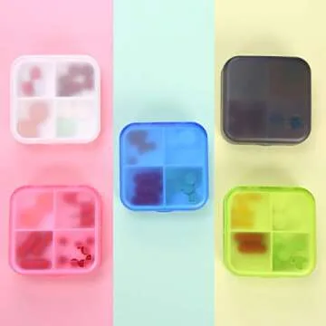 ZDQZC Portable Pill Organizer - Slim Pill Box for Purse or Travel, Compact Pill Case(4 Compartment,Pink)