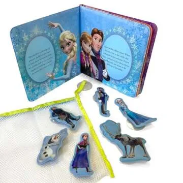 Disney Frozen Bath Time Books - Activity Books for kids, Bath book, 6 Padded suction cups, 1 Mesh bag
