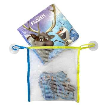 Disney Frozen Bath Time Books - Activity Books for kids, Bath book, 6 Padded suction cups, 1 Mesh bag