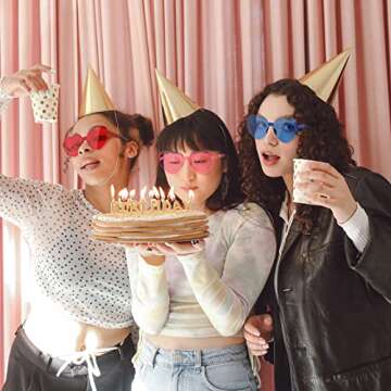 AOMASTE 6 Peices Heart Sunglasses Rimless Transparent Heart Shaped Glasses Candy Color Eyewear for Women Party Favor