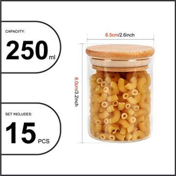 DHSBTLS 6 oz Glass Jars with Bamboo Lids, Borosilicate Glass Airtight Canisters sets, Food Storage C...