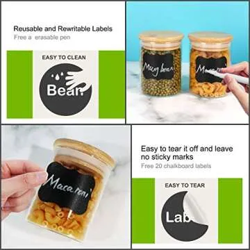 DHSBTLS 6 oz Glass Jars with Bamboo Lids, Borosilicate Glass Airtight Canisters sets, Food Storage Container, Pantry Organization and Storage Jars, Kitchen Spice Jars of 15