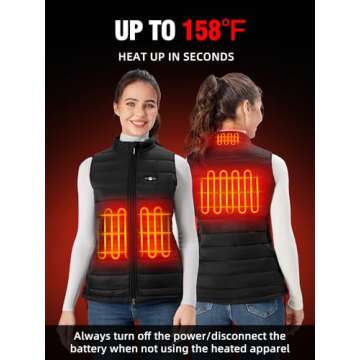 WASOTO Heated Vest Women With 16000 mAh Battery Pack Charger Included Washable Rechargeable For Indoor Outdoor Work Golfing Walking Cycling（Black,S）