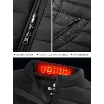 WASOTO Heated Vest Women With 16000 mAh Battery Pack Charger Included Washable Rechargeable For Indoor Outdoor Work Golfing Walking Cycling（Black,S）