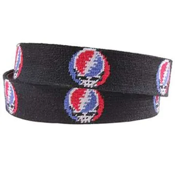Luxury Steal Your Face Needlepoint Belt in Black