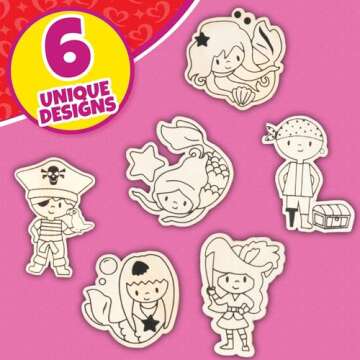 Valentines Cards for Kids Classroom -Mermaid & Pirate Wood Painting Kits (24ct)-Great Valentine's Da...