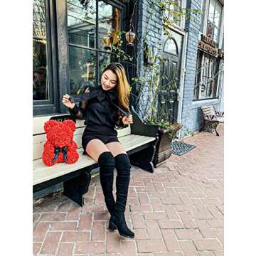 JELAMZ 16" Rose Flower Bear with Gift Box for All Occasions