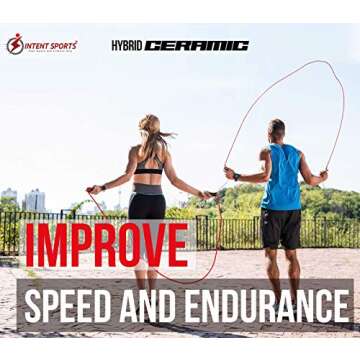 INTENT SPORTS Jump Rope Tangle-Free with Ceramic Ball Bearings - Smooth Action Adjustable Skipping Ropes Ideal for Aerobic Exercise Like Speed Training, Endurance Training and Fitness Training