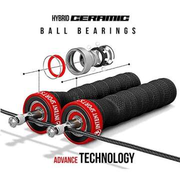 INTENT SPORTS Jump Rope Tangle-Free with Ceramic Ball Bearings - Smooth Action Adjustable Skipping Ropes Ideal for Aerobic Exercise Like Speed Training, Endurance Training and Fitness Training