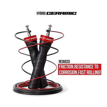 INTENT SPORTS Jump Rope Tangle-Free with Ceramic Ball Bearings - Smooth Action Adjustable Skipping Ropes Ideal for Aerobic Exercise Like Speed Training, Endurance Training and Fitness Training