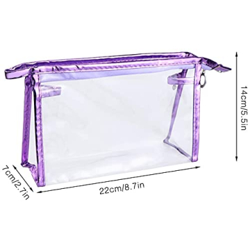 Meetory 5 Pcs Clear Waterproof Cosmetic Bag with Zipper, PVC Transparent Plastic Makeup Organizing Bags Travel Toiletry Pouch for Bathroom, Vacation and Organizing