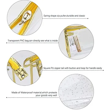 Meetory 5 Pcs Clear Waterproof Cosmetic Bag with Zipper, PVC Transparent Plastic Makeup Organizing Bags Travel Toiletry Pouch for Bathroom, Vacation and Organizing