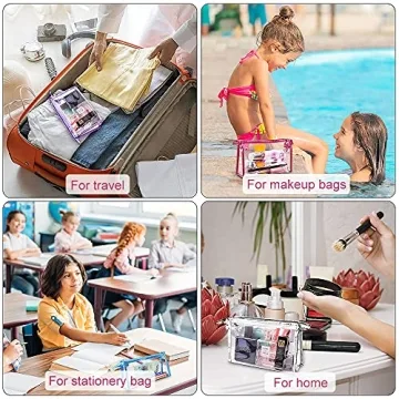 Meetory 5 Pcs Clear Waterproof Cosmetic Bag with Zipper, PVC Transparent Plastic Makeup Organizing Bags Travel Toiletry Pouch for Bathroom, Vacation and Organizing