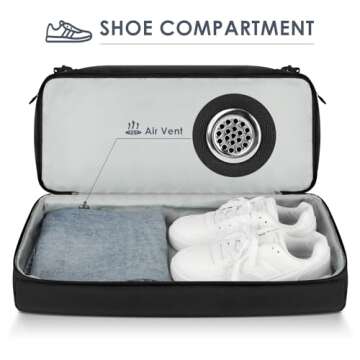 ETRONIK Weekender Bag for Men Women, Travel Duffle Bags with Wet Pocket and Shoes Compartment, Waterproof Sport Gym Bag, Lightweight Carry on Overnight Bag with Adjustable Strap for Trip,Black