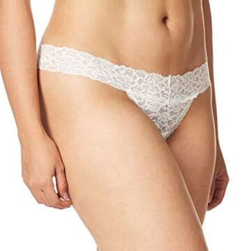 Maidenform womens Comfort Devotion Lace Thong Panties, White, Small US