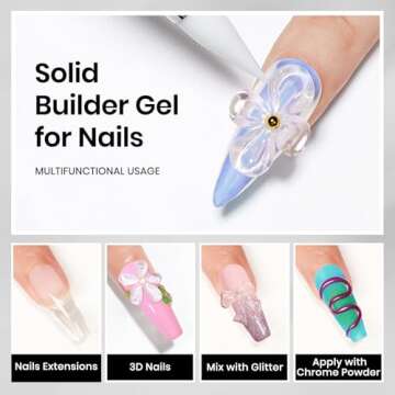 MIZHSE Solid Builder Gel & Rhinestone Glue - Ultimate Nail Art Kit