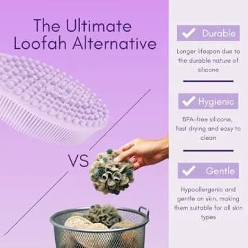 Avilana Silicone Body Scrubber – Dual-Sided Silicone Loofah for Shower, Body Scrubber for Men & Wo...