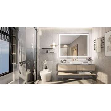 Keonjinn 40 x 32 Inch LED Mirror for Bathroom, Front Lighted Wall Vanity Mirror, Tempered Glass, 300...
