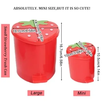 Stylish Strawberry Trash Can for Desk & Bedroom Decor