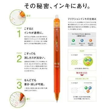 Pilot Frixion Ball Knock Pens - Erasable Gel Ink in 10 Colors