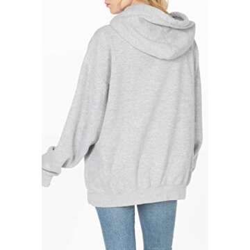 Secret Island USA Women's New York Varsity Outlined Graphic Vintage Oversized Hoodie Small Grey