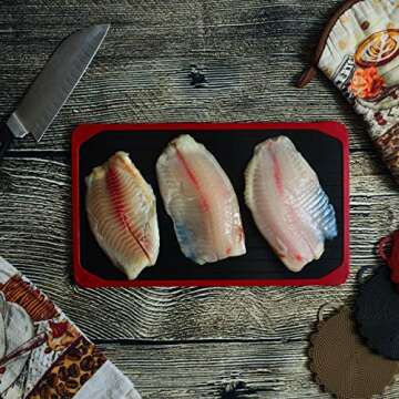 Zintak New Defrosting Tray for Frozen Meat - Thawing Tray for Frozen Meat - This Tray is a Suitable Gift for The Kitchen Gadgets Lover - New Silicone Border Design - Extra Large Meat Dethawing Tray