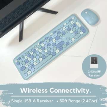 X9 Cute Wireless Keyboard and Mouse - Colorful Retro Set