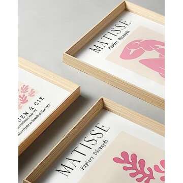 Framed Matisse Pink Canvas Wall Art,Abstract Matisse Canvas Wall Decor,16x12IN High Framed Wood Desi...