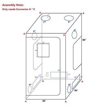 CoolGrows Grow Tent, 4x4 Feet Mylar Grow Tent with Obeservation Window and Floor Tray for Indoor Plant Growing (48" x 48" x 80")