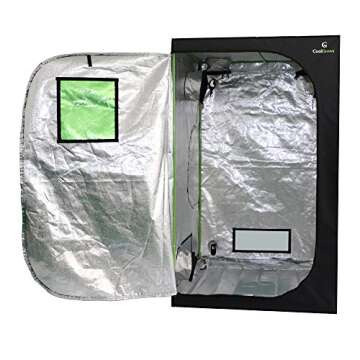 CoolGrows Grow Tent, 4x4 Feet Mylar Grow Tent with Obeservation Window and Floor Tray for Indoor Plant Growing (48" x 48" x 80")