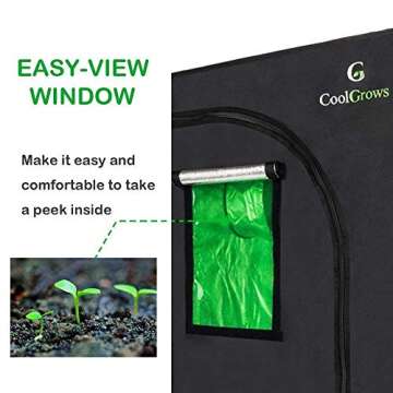 CoolGrows Grow Tent, 4x4 Feet Mylar Grow Tent with Obeservation Window and Floor Tray for Indoor Plant Growing (48" x 48" x 80")