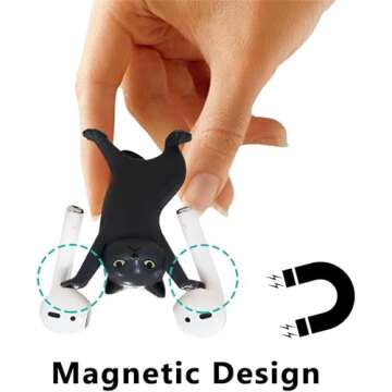 Cute Stuff Home Decor Fun Kitty Decoration for Desk Shelf Magnetic Dance Cat Airpod Holder Headphone...