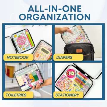 Tidy Pockets 2 Pack Medium Clear Hard Shell Zipper Case, Waterproof Zippered Hard Pouch, Transparent Zip Case, Hard Sided Organizer for Travel Essentials - Black