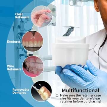 Annhua Dental Orthodontic Retainer Case Cleaning, Denture Cup Holder Case Travel Leak Proof with Lid...