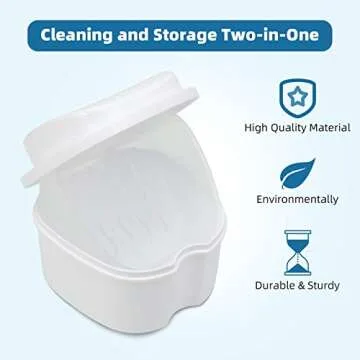 Annhua Dental Orthodontic Retainer Case Cleaning, Denture Cup Holder Case Travel Leak Proof with Lid Waterproof, Denture Retainer Bath Box Storage Soaking Case
