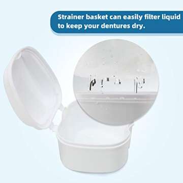 Annhua Dental Orthodontic Retainer Case Cleaning, Denture Cup Holder Case Travel Leak Proof with Lid Waterproof, Denture Retainer Bath Box Storage Soaking Case
