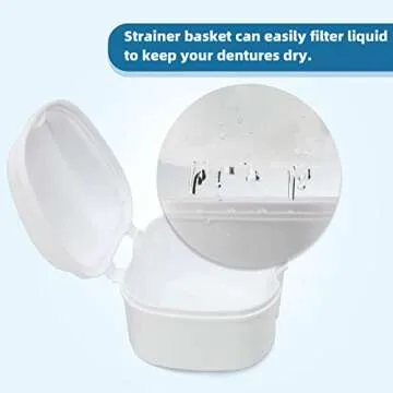 Annhua Dental Orthodontic Retainer Case Cleaning, Denture Cup Holder Case Travel Leak Proof with Lid Waterproof, Denture Retainer Bath Box Storage Soaking Case