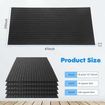 Woanger 5 Pack Large Acoustic Panels 47x24x0.4 Inch Sound Dampening Panels Self-Adhesive Noise Absor...