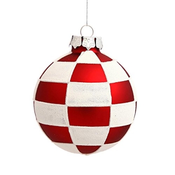 Vickerman 3" Red/White Check Ball Christmas Ornaments