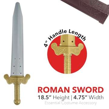 GiftExpress 19" Plastic Toy Roman Sword with Sheath for Pretend Play, Knight Costume Accessory, Roma...