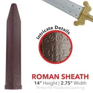 GiftExpress 19" Plastic Toy Roman Sword with Sheath for Pretend Play, Knight Costume Accessory, Roman Warrior Costume Accessory, Dagger Nordic Viking Costume Accessory
